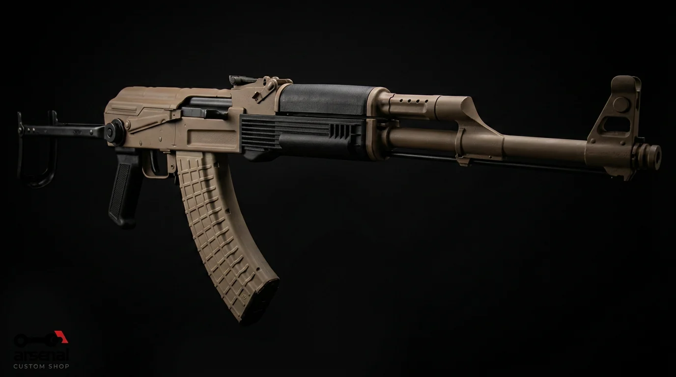 Rifle coated in flat dark earth Cerakote
