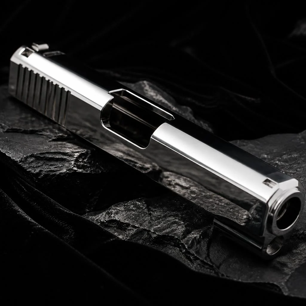 Mirror chrome plated pistol slide