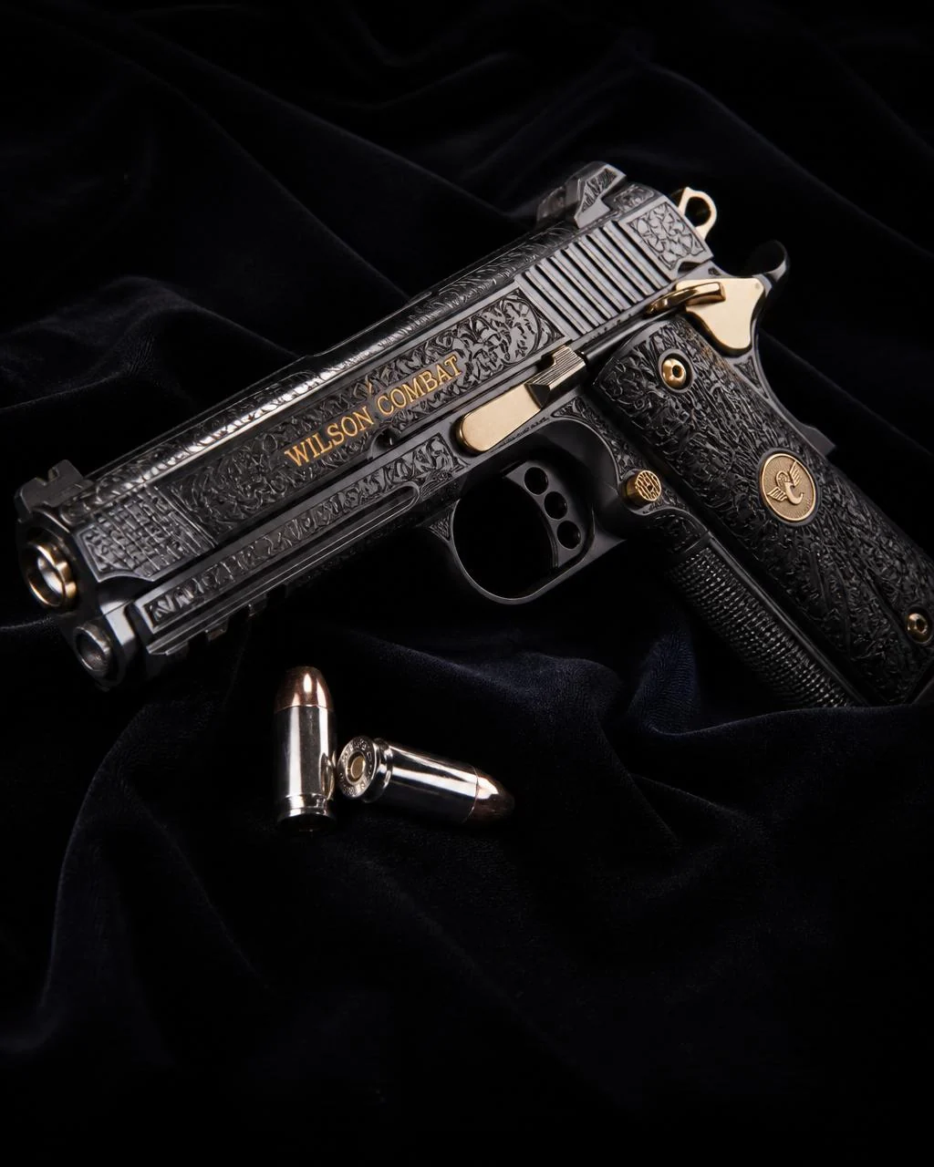 Firearm photography studio with controlled continuous lighting